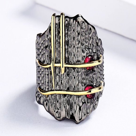 925 Silver Natural Pomegranate Ruby Gemstone Ring - Picture 2 of 12